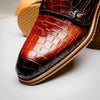 55-112-CGN LEGERRA Hand Burnished Crocodile Print Monkstrap Cognac