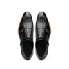 55-112-BLK LEGERRA Hand Burnished Crocodile Print Monkstrap Black