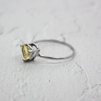 Lemon Topaz Sterling Silver Ring Trillion Cut Gem For Women