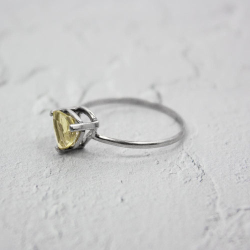 Lemon Topaz Sterling Silver Ring Trillion Cut Gem For Women