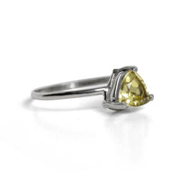 Lemon Topaz Sterling Silver Ring Trillion Cut Gem For Women