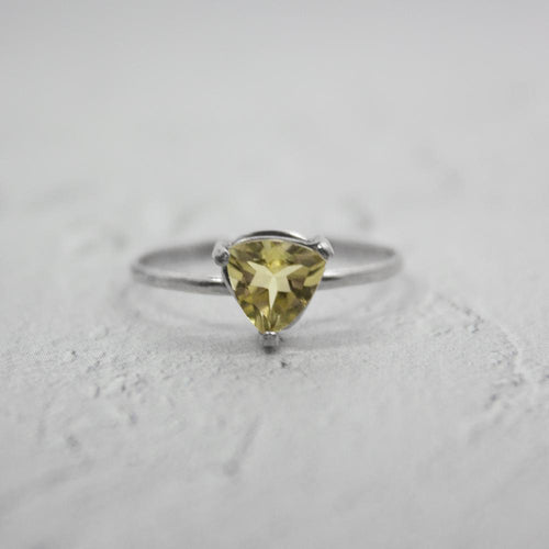 Lemon Topaz Sterling Silver Ring Trillion Cut Gem For Women