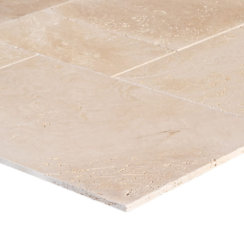 Light Beige Premium Travertine Tiles Antique Pattern Tumbled - Livfloors Collection