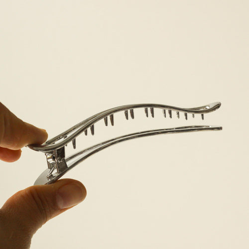 Long Wave Metal Hair Claw Clip | Silver