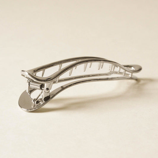 Long Wave Metal Hair Claw Clip | Silver