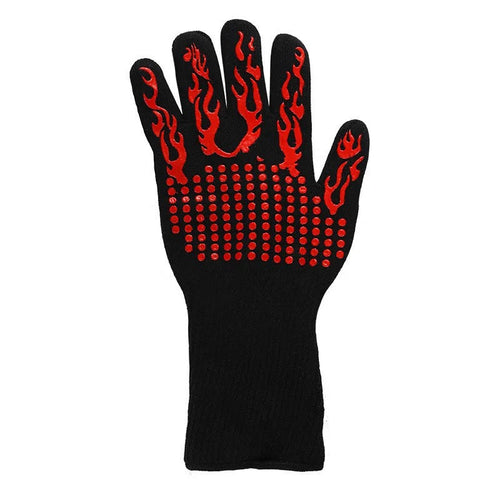 BBQ Oven Gloves High Temperature Resistance Barbecue Cooking Baking Heat Insulation 14 Inch Bracers Microwave Gloves Fireproof Kitchen Gloves for Outdoor Cooking BBQ Barbecue Accessories