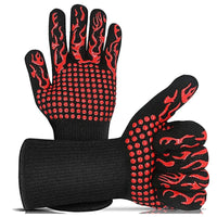 BBQ Oven Gloves High Temperature Resistance Barbecue Cooking Baking Heat Insulation 14 Inch Bracers Microwave Gloves Fireproof Kitchen Gloves for Outdoor Cooking BBQ Barbecue Accessories
