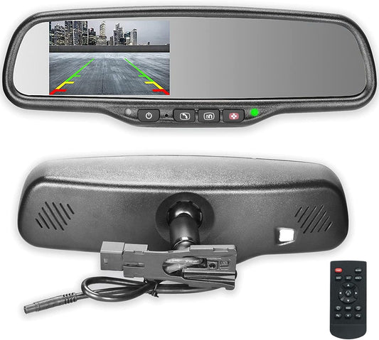 Master Tailgaters 10.5" Rear View Mirror with 4.3" LCD Screen + OnStar Buttons for Existing Wiring | Rearview Universal Fit | Auto Adjusting Brightness LCD | Anti Glare | Full Mirror Replacement
