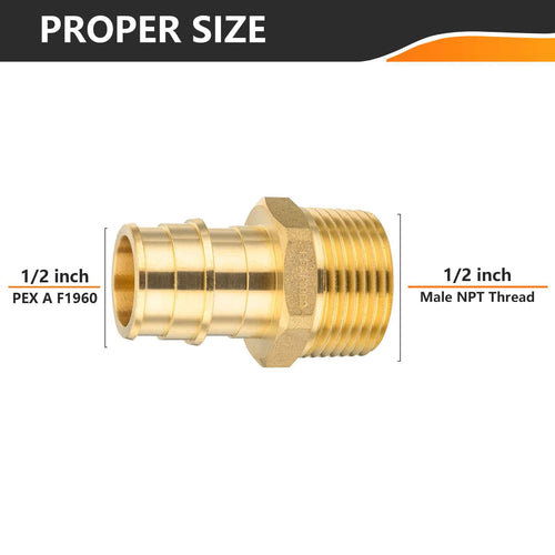 30 Pcs PEX A Full Flow Expansion Adapter 1/2" PEX x 1/2" Male Threaded F1960 Adapter Wholesale