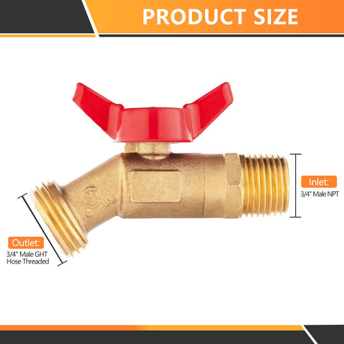 3/4" Hose Boiler Drain Angle, 1/4 Turn
