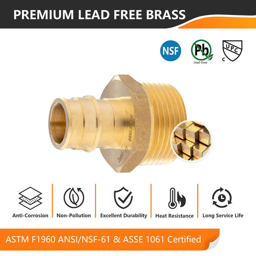 PEX A Full Flow Expansion Adapter 3/4" PEX x 1" Male Threaded F1960 Adapter (Lead Free) Plumbingsell