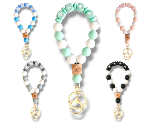 Mama Butterfly Bracelet Keychain Silicone Beaded Accessory