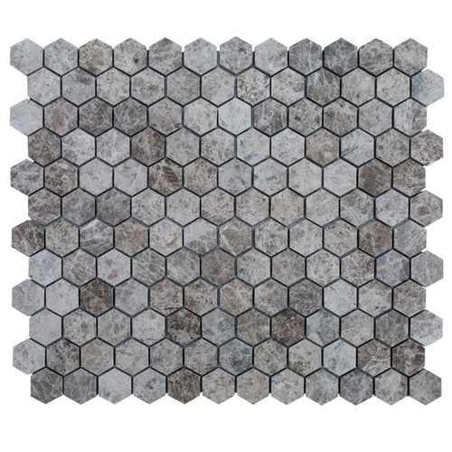 Silver Emperador Marble Hexagon 2" Polished Mosaic Floor and Wall Tile - Livfloors Collection