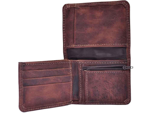 Mens Leather Wallet with Coin Pocket and ID Window