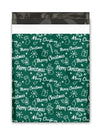 Merry Christmas Green Poly Mailers Size 10x13 Colorful Shipping Bags