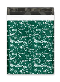 Merry Christmas Green Poly Mailers Size 10x13 Colorful Shipping Bags