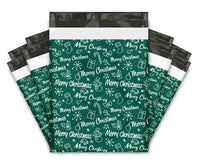 Merry Christmas Green Poly Mailers Size 10x13 Colorful Shipping Bags