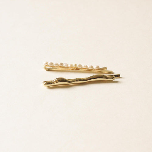 Freshwater Pearl Beaded Metal Hair Bobby Pins | Set of 4