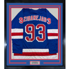 Framed Autographed/Signed Mika Zibanejad 35x39 New York Blue Hockey Jersey Beckett BAS COA