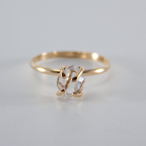 Herkimer Diamond 14K Gold Filled Solitaire Ring Minimalist