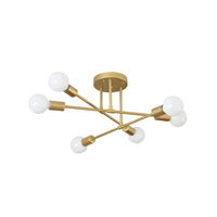 Modern 6 Head LED Chandelier with Black, White, and Gold Finish