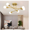 Modern 6 Head LED Chandelier with Black, White, and Gold Finish
