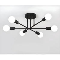 Modern 6 Head LED Chandelier with Black, White, and Gold Finish