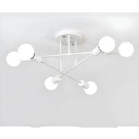 Modern 6 Head LED Chandelier with Black, White, and Gold Finish