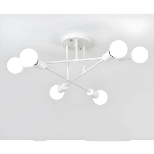 Modern 6 Head LED Chandelier with Black, White, and Gold Finish