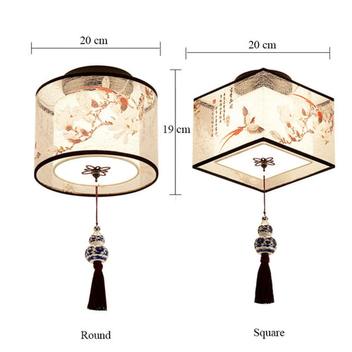 Modern Ceiling Lamp for Living Room with Soft Fabric Shade