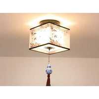 Modern Ceiling Lamp for Living Room with Soft Fabric Shade