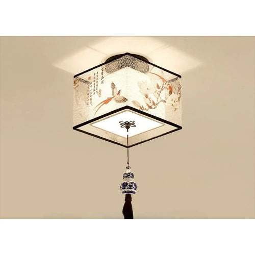 Modern Ceiling Lamp for Living Room with Soft Fabric Shade