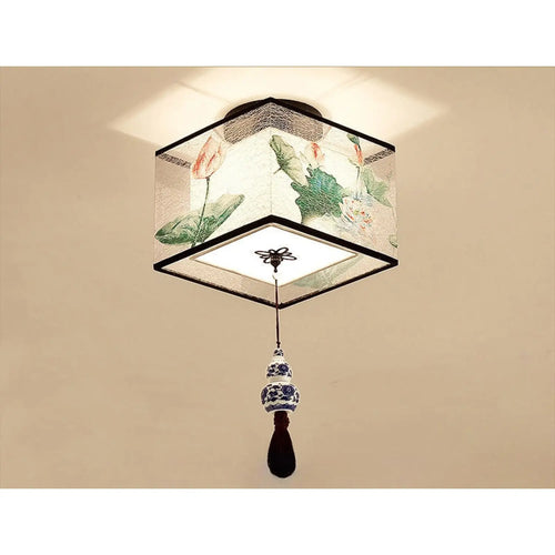 Modern Ceiling Lamp for Living Room with Soft Fabric Shade