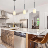 Modern Glass Pendant Light with Chrome Nickel Finish for Kitchen Island