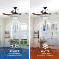 Modern Indoor Ceiling Fan with Retractable LED Light, Remote, and 4 Blades