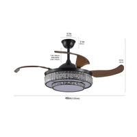 Modern Indoor Ceiling Fan with Retractable LED Light, Remote, and 4 Blades