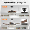 Modern Indoor Ceiling Fan with Retractable LED Light, Remote, and 4 Blades
