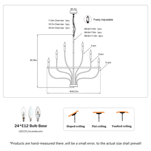 Modern Pendant Light Living Room Chandelier with Adjustable Height