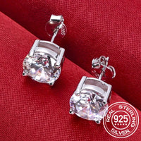 Moissanite 8mm D Color Stud Earrings 0.5-2 Ct 925 Sterling Silver Wedding