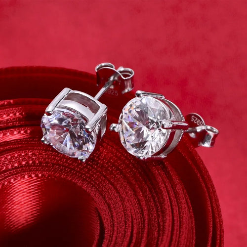 Moissanite 8mm D Color Stud Earrings 0.5-2 Ct 925 Sterling Silver Wedding