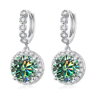 Moissanite 925 Sterling Silver Round D Color Drop Earrings Valentine's Gift