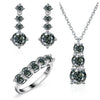 Moissanite 925 Sterling Silver Jewelry Set - Ring Earring Pendant Gift