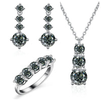 Moissanite 925 Sterling Silver Jewelry Set - Ring Earring Pendant Gift