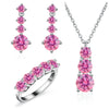 Moissanite 925 Sterling Silver Jewelry Set - Ring Earring Pendant Gift