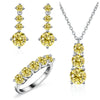 Moissanite 925 Sterling Silver Jewelry Set - Ring Earring Pendant Gift