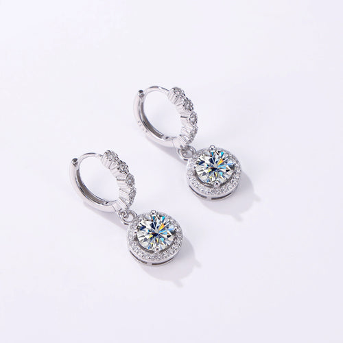 Moissanite 925 Sterling Silver Round D Color Drop Earrings Valentine's Gift