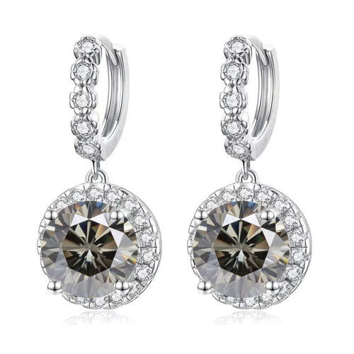 Moissanite 925 Sterling Silver Round D Color Drop Earrings Valentine's Gift