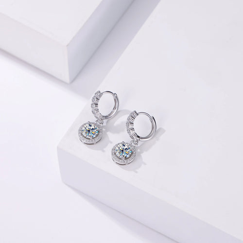Moissanite 925 Sterling Silver Round D Color Drop Earrings Valentine's Gift