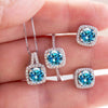 Moissanite D Color Round Cut 925 Sterling Silver Pendant Necklace and Studs Set