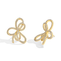 Moissanite Bow Knot Stud Earrings 925 Sterling Silver Sparkling Engagement